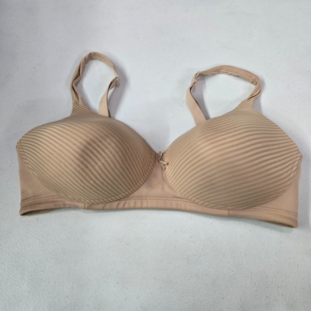 Vanity Fair Women Bra 36D Brown Striped Wireless Lightly Lined T Shirt